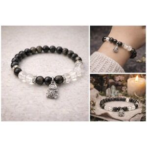 Gold Sheen Obsidian Quartz Bracelet Boho Witchy Apothecary‎ Crystal
